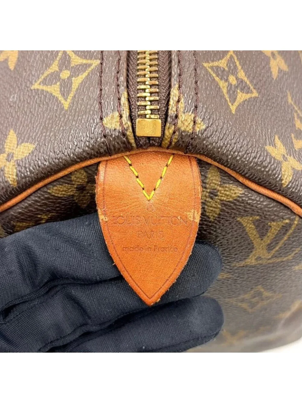 Louis Vuitton Speedy 30 Monogram Leather Brown Handbag Gold